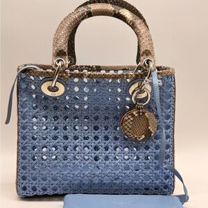 Dior Woven Lady Dior with Python Trim